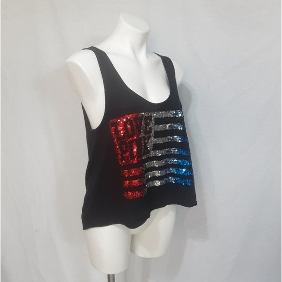 PINK Victoria’s Secret Sequin Bling Tank Top M Feminine Chic Sparkly Streetwear - Picture 2 of 5